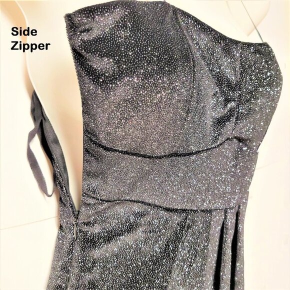 Sparkly Strapless Glitter Black Mini Dress Various Sizes S M L - Picture 4 of 16